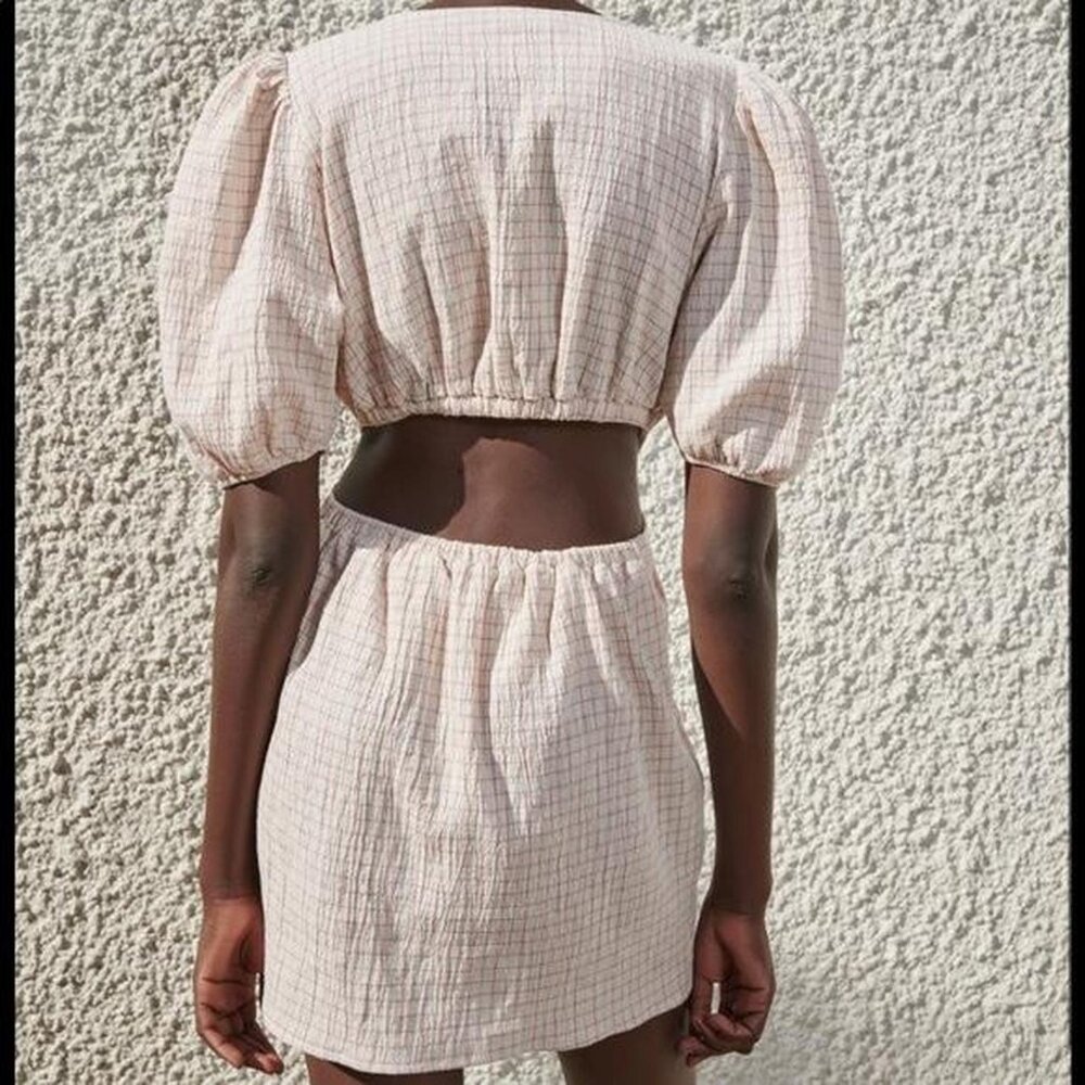 🌸 Cute Coord style Zara Summer Dress - Check with Puff Sleeves and Low Back 🌸 - Picture 7 of 9